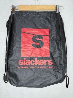 Slackers Black Drawstring Backpack Cinch Sack Gym Travel Outdoor Lightweight Bag